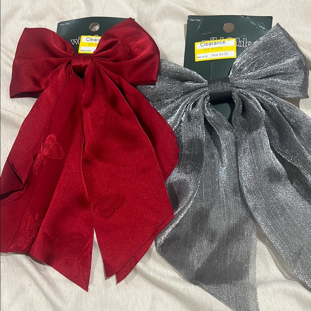 Wild Fable Red and Silver Hair Bows